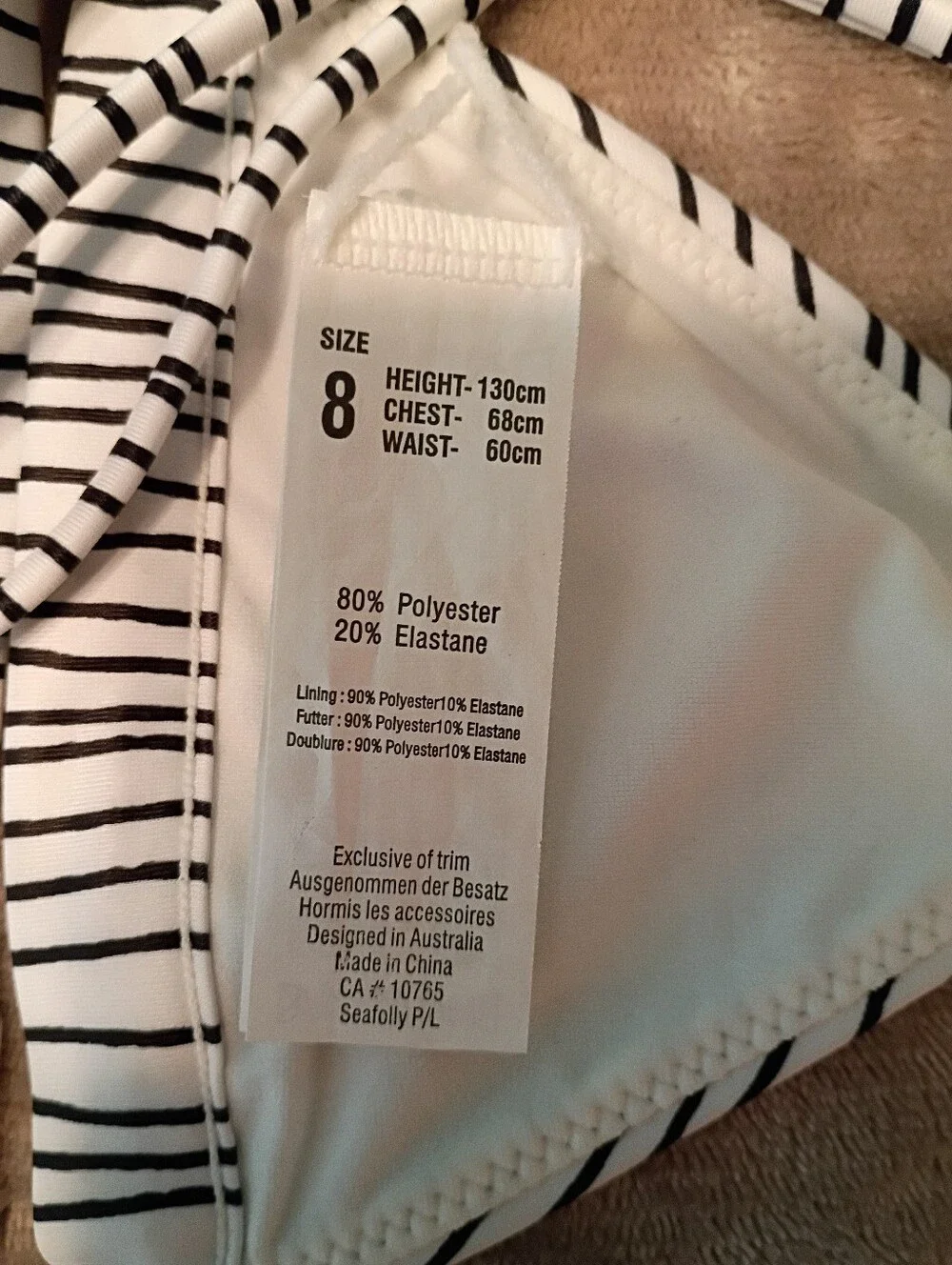 Seafolly Girls Polka Dot & Stripes Two-Piece Swimsuit - Size 8